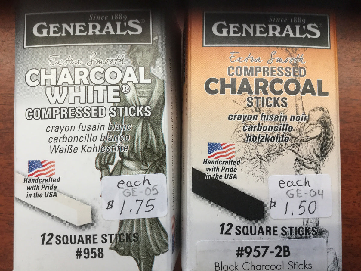 General Pencil Co. Inc. 958 Compressed Charcoal White 12/Box
