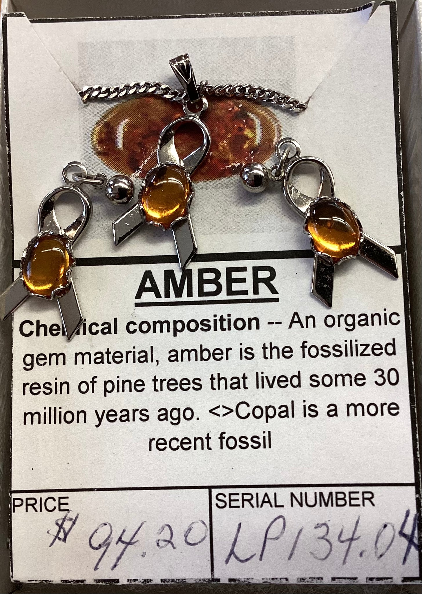 Amber Necklace + Earring Set