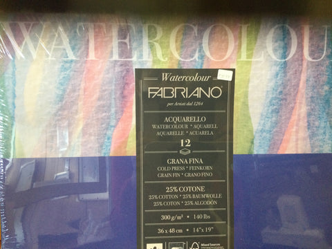 Fabriano CP watercolour 140lb pad 14”x19”